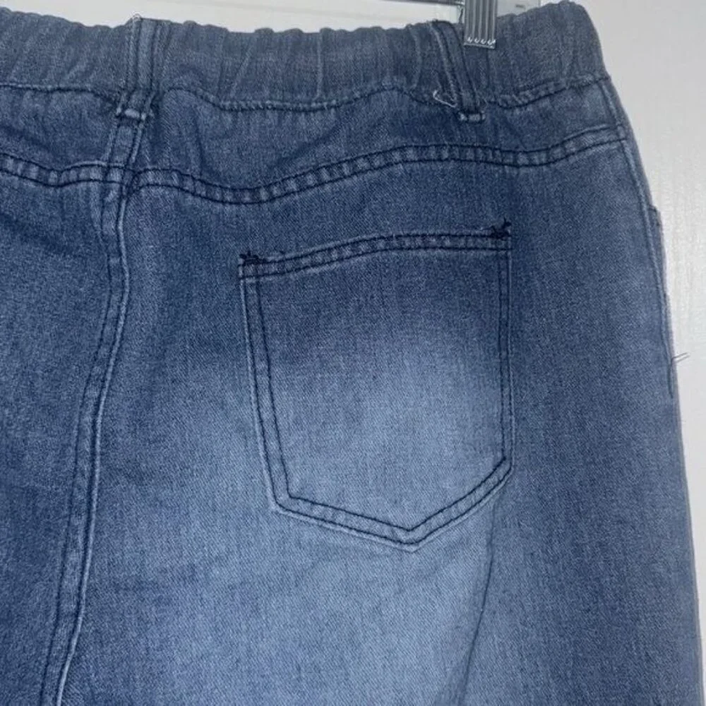 Elastic Waist Denim Jogger Jeans XXL Relaxed Fit Blue Wash Drawstring Waistband - Picture 8 of 12